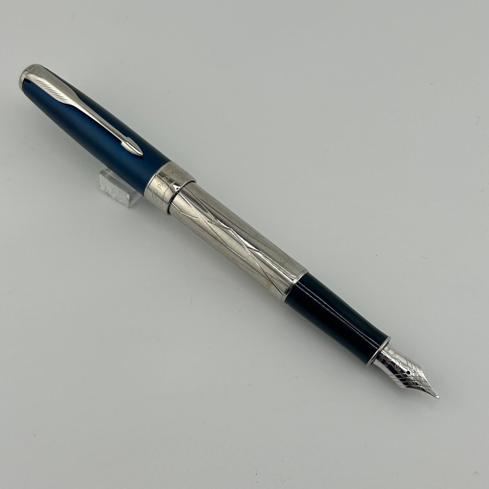 Parker Sonnet Special Edition 18K Gold Nib Silver/Blue - Fountain
