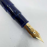 Armando Simoni Club Minimalist La Blue Royale Celluloid Oversized Fountain Pen - Magic Flex Medium #8 Size 14kt Gold Nib