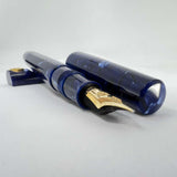 Armando Simoni Club Minimalist La Blue Royale Celluloid Oversized Fountain Pen - Magic Flex Medium #8 Size 14kt Gold Nib