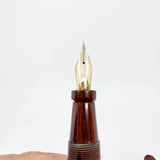 Edison Pen Huron Grande Brown Ebonite Ripple - Fountain Pen