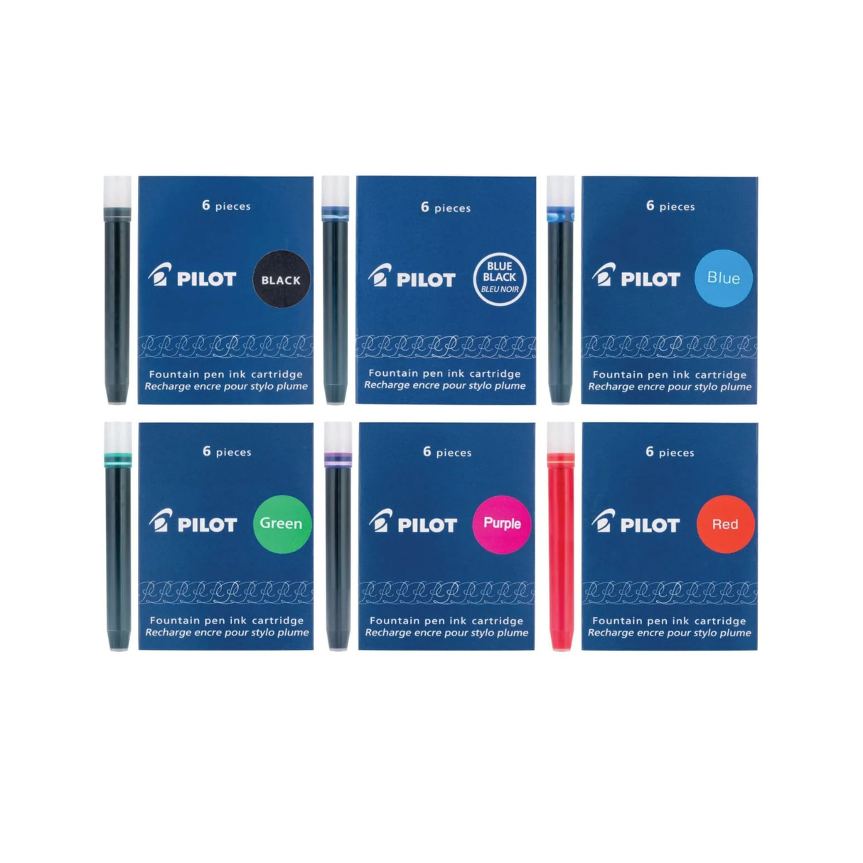 Pilot Namiki IC50 Fountain Pen Ink Cartridges Black, Blue, Blue/Black, Red, Green, Purple