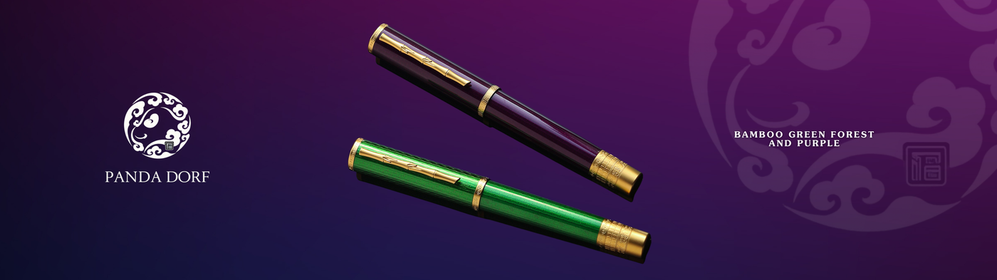 Panda Dorf Bamboo Green Forest and Bamboo Purple Edition Fountain Pen Collection