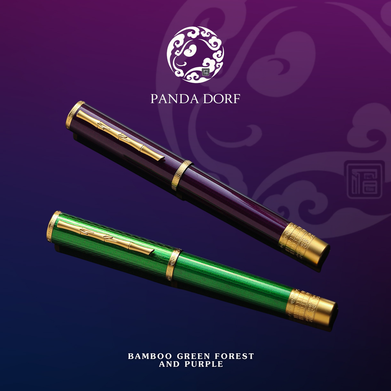 Panda Dorf Bamboo Green Forest and Bamboo Purple Edition Fountain Pen Collection