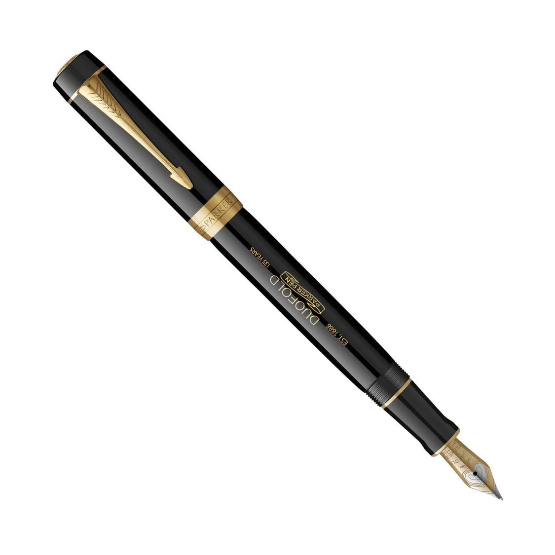 Parker Duofold 135th Anniversary Centennial Fountain Pen in Black Gold Trim