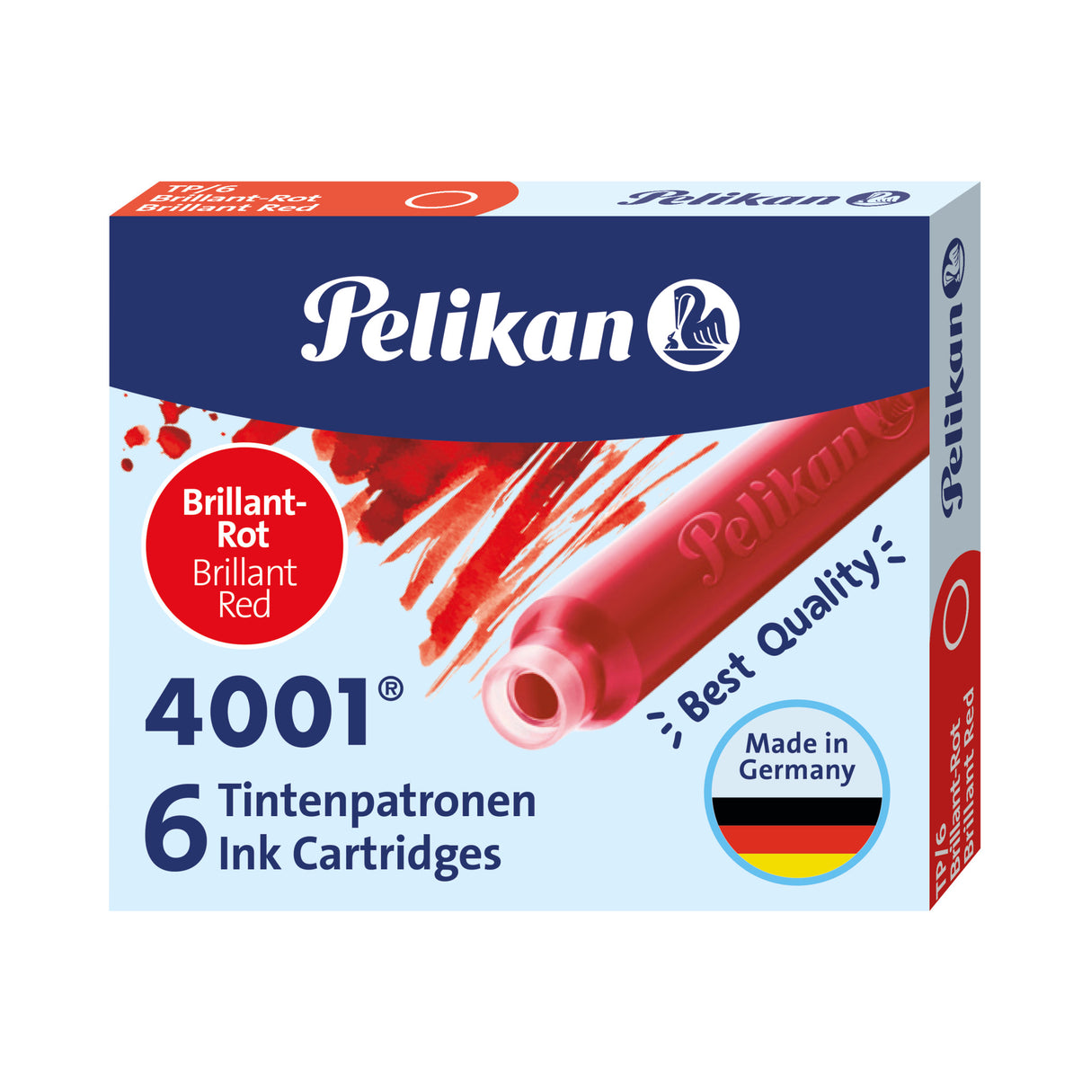 Pelikan 4001® Brilliant Red - TP 6 Short Ink Cartridges
