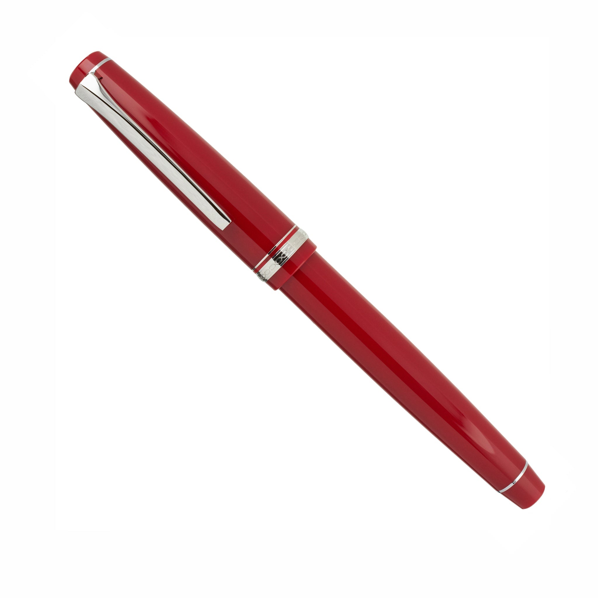 Acrylic Fountain Pen - Red and White Acrylic Fountain pen or Rollerball on sale - Black Titanium and Rhodium Hardware - 822FP/RB CNA