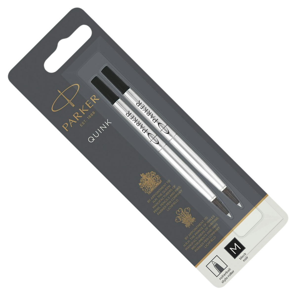 Parker Quink Rollerball Pen Refill Medium x2 (Black)