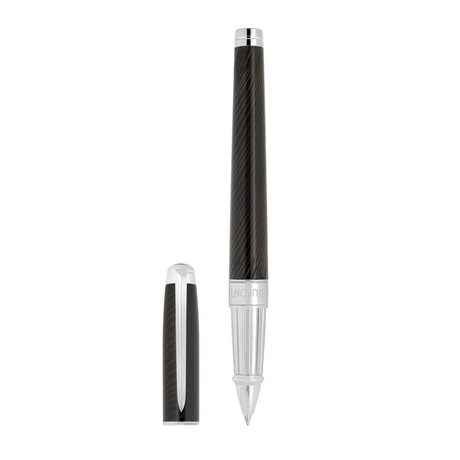 S.T. Dupont Mane Guilloche Line D Eternity Large Black & Palladium Rollerball Pen Collection