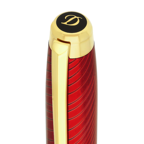 S.T. Dupont Mane Guilloche Line D Eternity Large Red & Gold Fountain Pen Collection