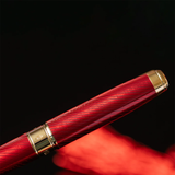 S.T. Dupont Mane Guilloche Line D Eternity Large Red & Gold Fountain Pen Collection