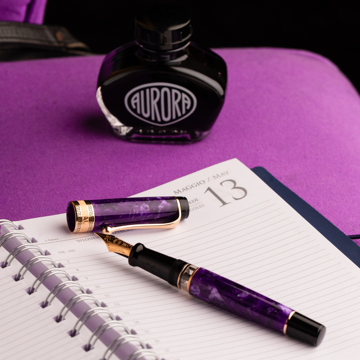 Aurora Optima Viola Marbled Purple Auroloide Fountain Pen