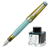 Sailor Pro Gear Slim Manyo III Bamboo Shoot w/Rhodium Trim (with Manyo Ink Nagi 50ml) Limited Edition - Fountain Pen (14K Nib)