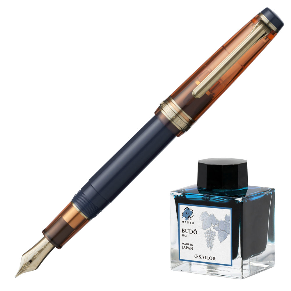 Sailor Pro Gear Slim Manyo III Persimmon w/Gold IP (with Manyo Ink Budo 50ml) Limited Edition - Fountain Pen (14K Nib)