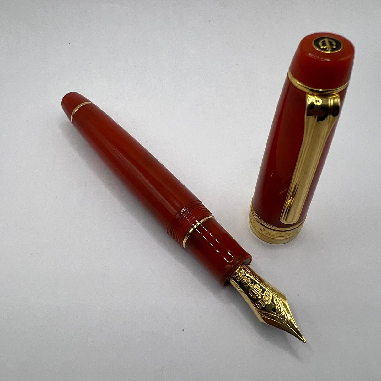 Sailor Professional Gear King of Pens Fountain Pen - Pillow Book - Autumn Sky(Coral)  -  Broad 21kt Gold Nib
