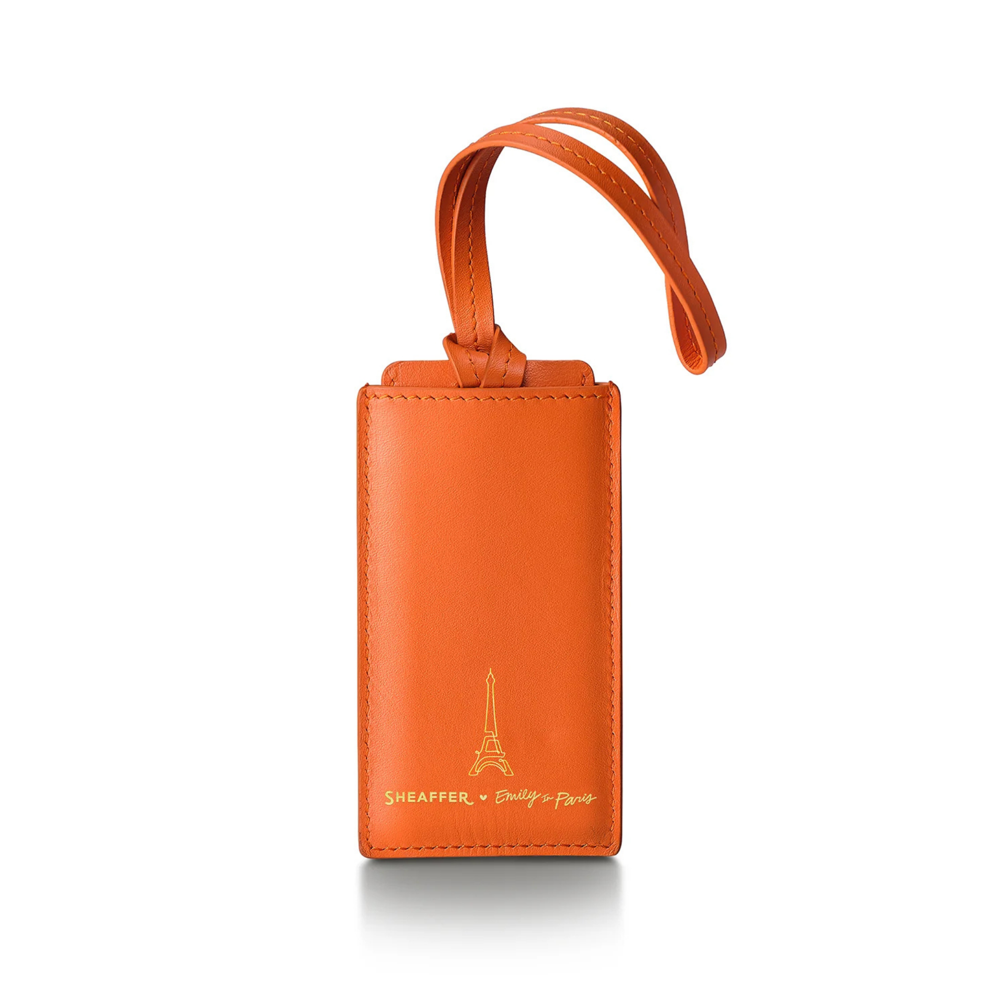 Sheaffer Emily in Paris Full-Grain Leather Luggage Tag - Orange