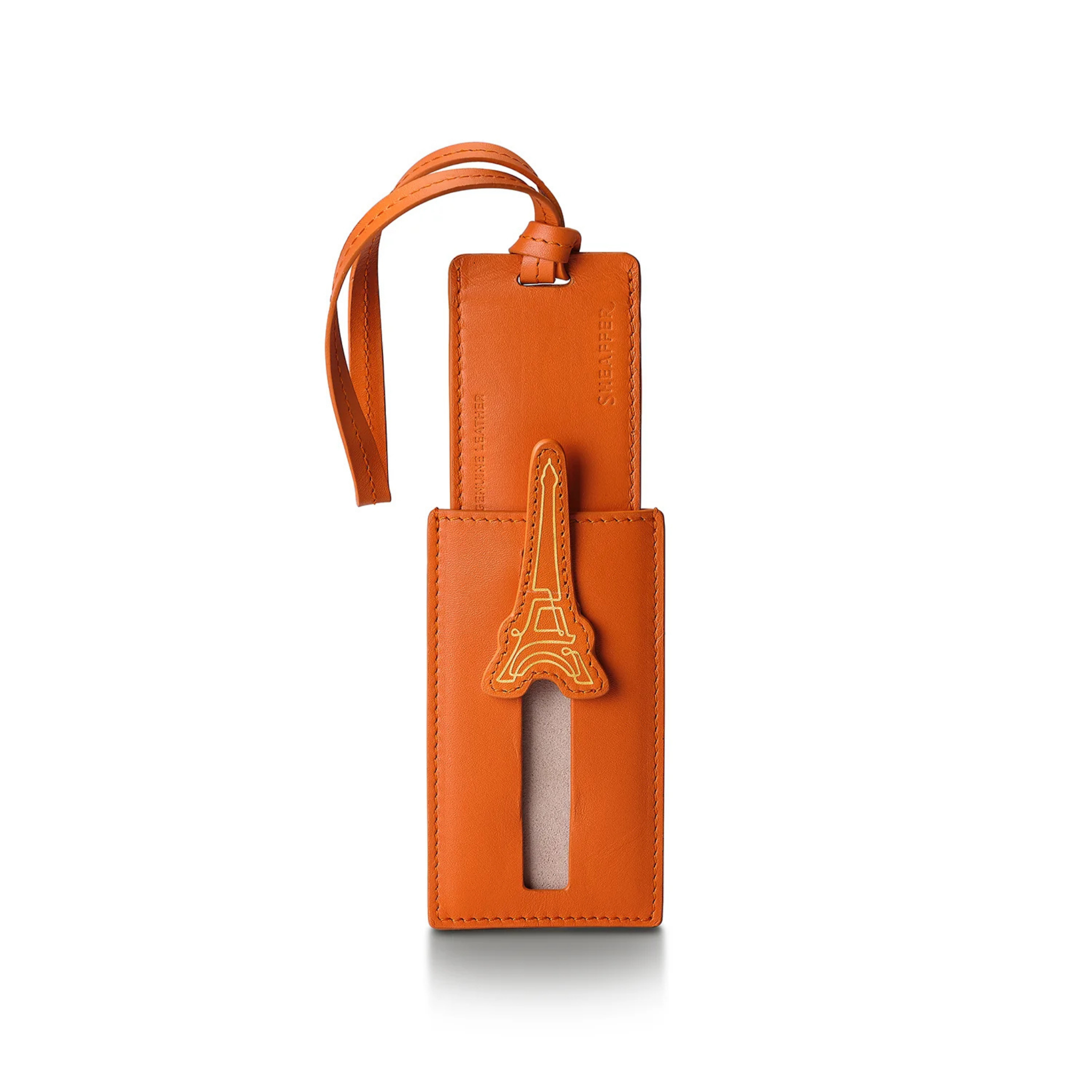 Sheaffer Emily in Paris Full-Grain Leather Luggage Tag - Orange