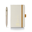 Sheaffer 100 Emily in Paris 9377 Champagne Gold Ballpoint Pen with Champagne Gold Trim and Hardbound Small Notebook - Gift Set