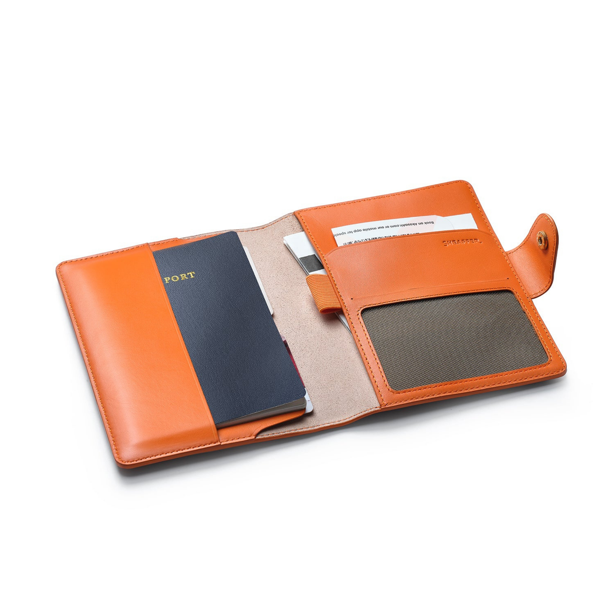 Sheaffer Emily in Paris Full-Grain Leather Passport Case with Pen Loop - Orange