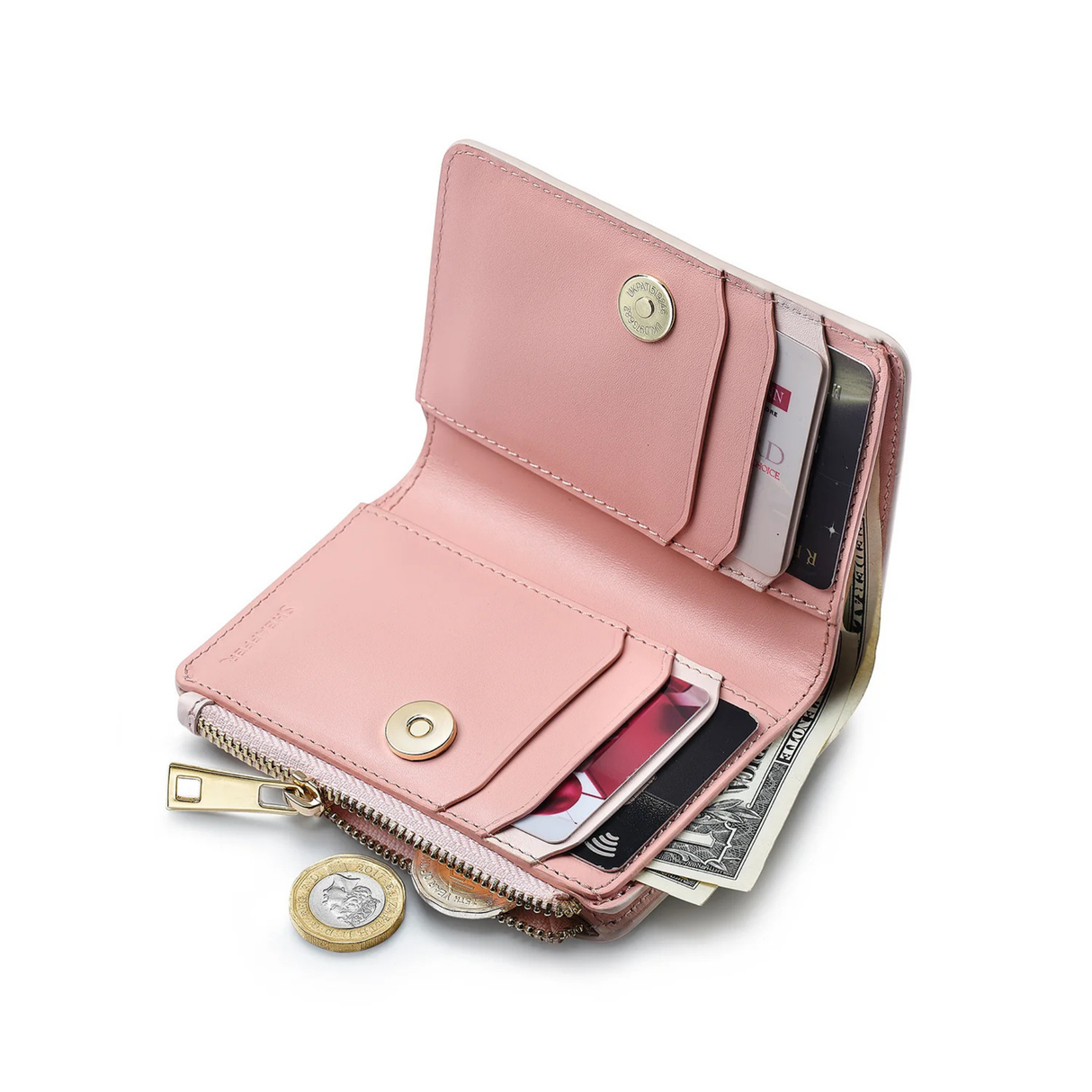 Sheaffer Emily in Paris Full-Grain Leather Zipped Bifold Coin Wallet - Pink