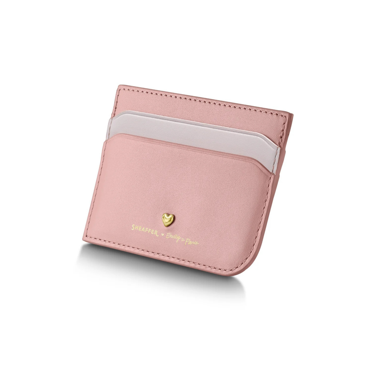 Sheaffe Emily in Paris Prelude Mini 9810 Pastel Pink Ballpoint Pen with Swarovski Crystal and Full-Grain Leather Credit Card Holder Gift Set