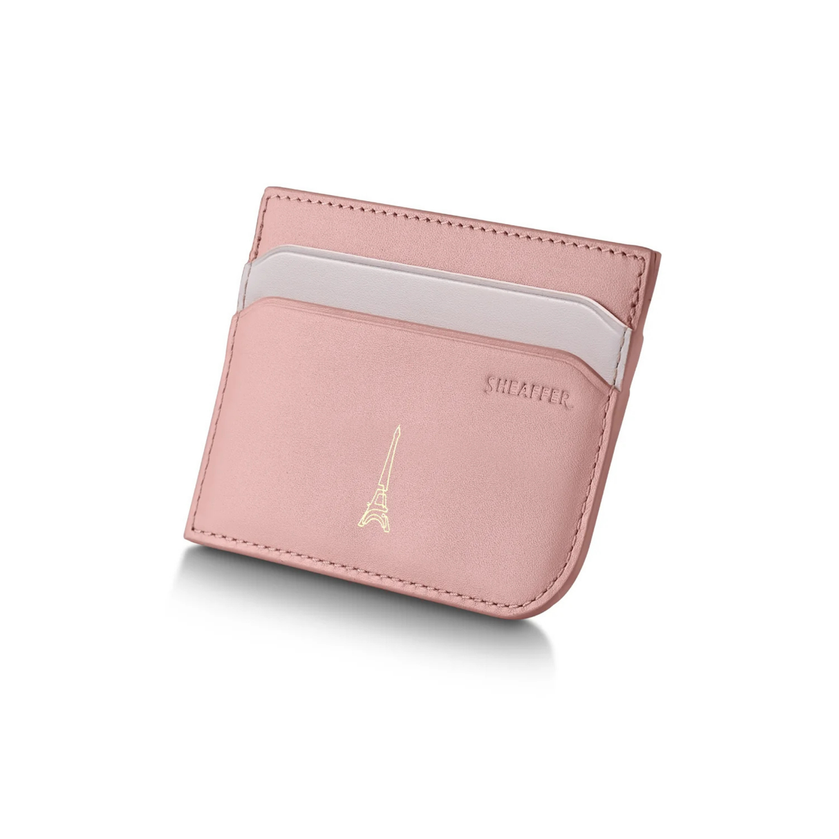 Sheaffe Emily in Paris Prelude Mini 9810 Pastel Pink Ballpoint Pen with Swarovski Crystal and Full-Grain Leather Credit Card Holder Gift Set