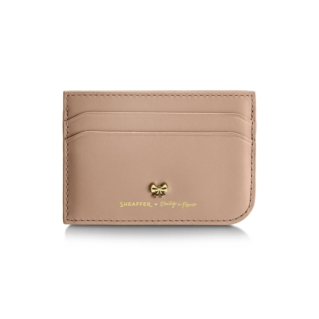 Sheaffer 100 Emily in Paris 9377 Champagne Gold Ballpoint Pen with Champgne Gold Trim and Full-Grain Credit Card Holder Gift Set