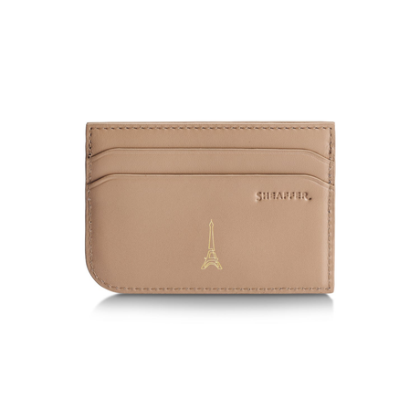 Sheaffer 100 Emily in Paris 9377 Champagne Gold Ballpoint Pen with Champgne Gold Trim and Full-Grain Credit Card Holder Gift Set