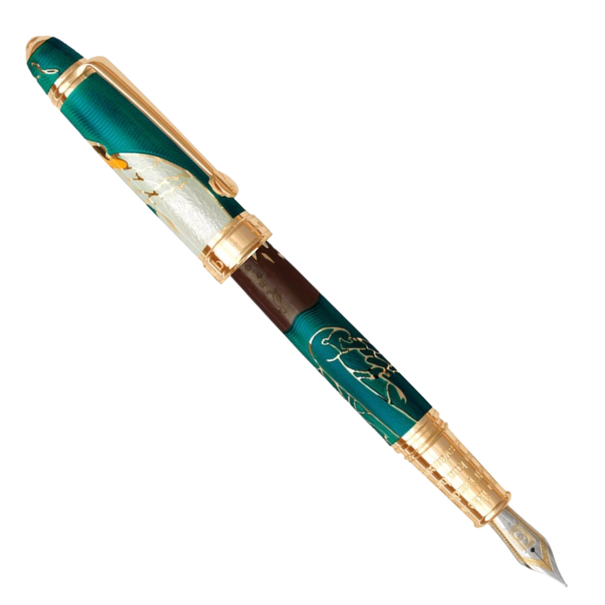 David Oscarson Hans Christian Andersen Teal Coffee White Gold Fountain Pen