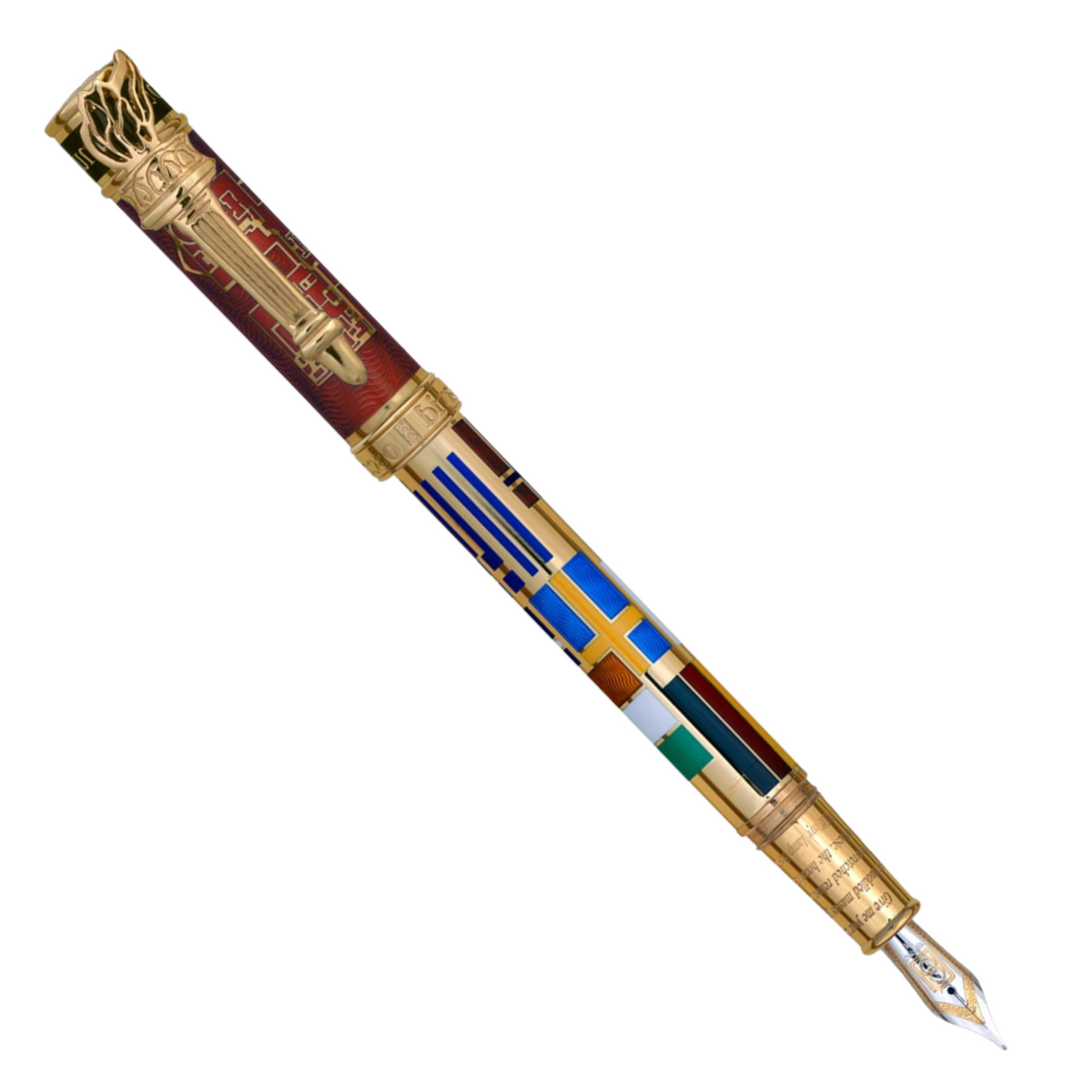 David Oscarson Ellis Island Translucent Ruby Red Hard Enamel with Gold