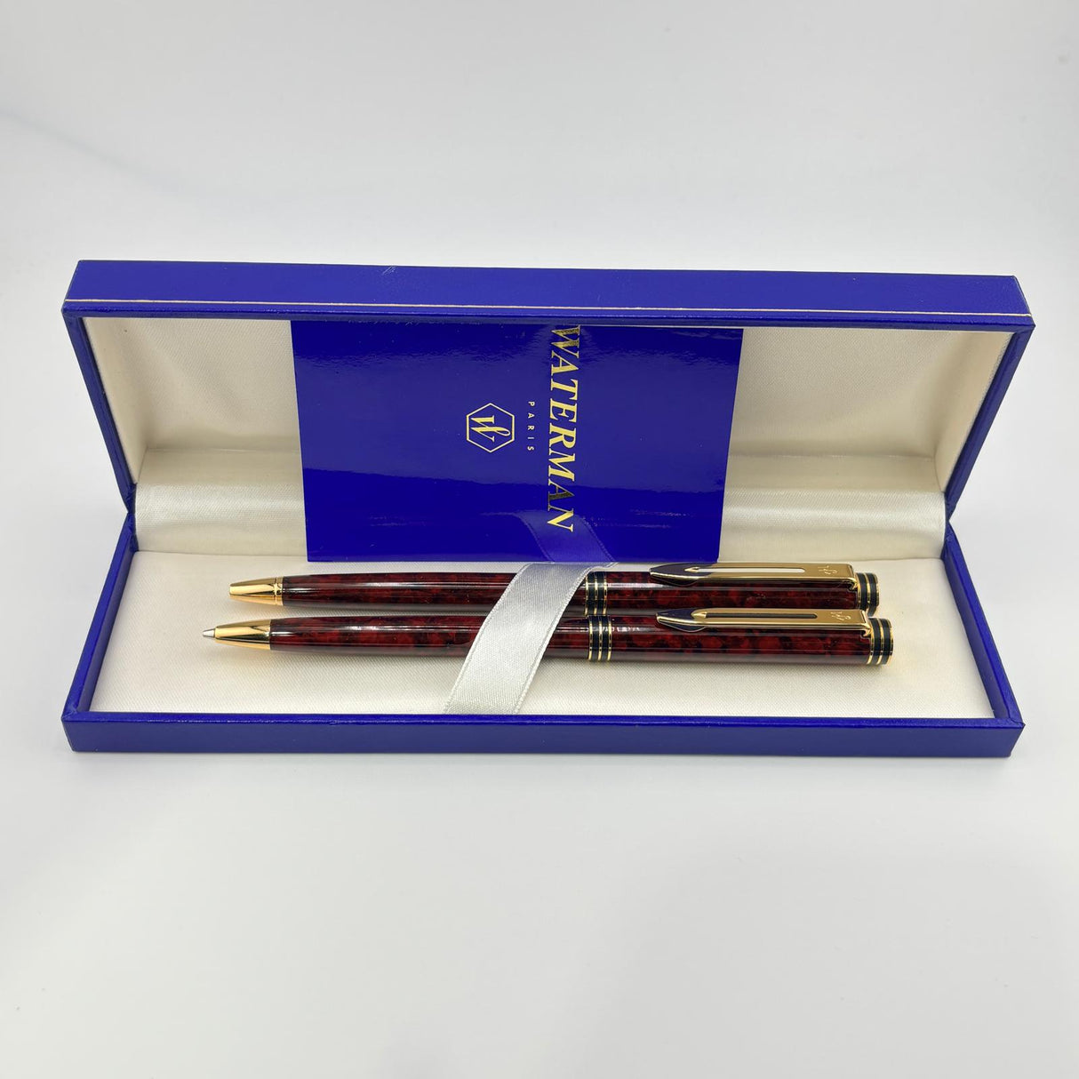Waterman Exclusive Burgundy Marble Set - Ballpoint and Pencil