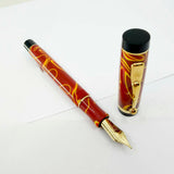 Conway Stewart Duro Rust & Yellow Swirls Fountain Pen - Fine 18kt Gold Nib
