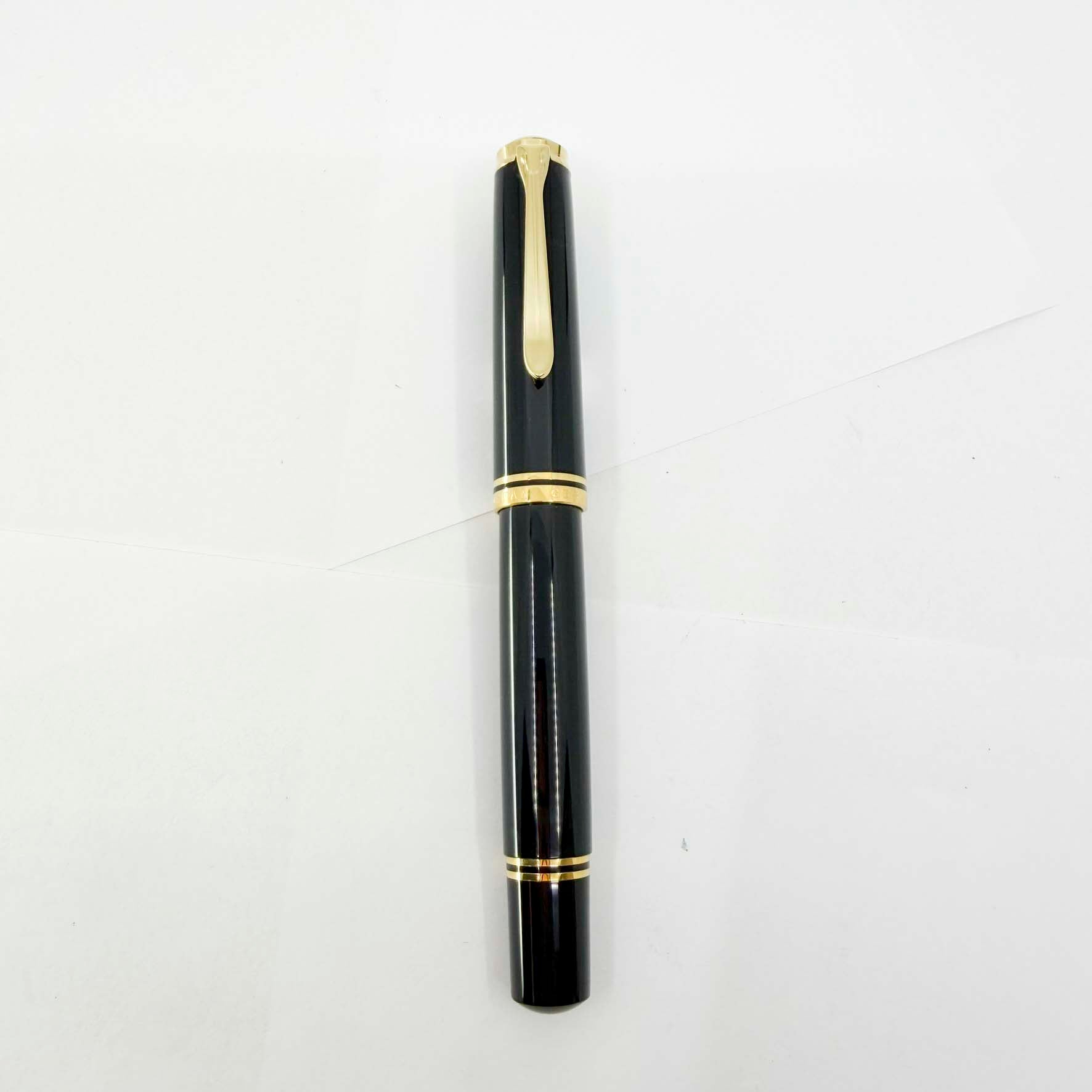 Pelikan 万年筆 M1000 Pelikan Souveran M1000 Black Fountain Pen with Gold-Plated Trim