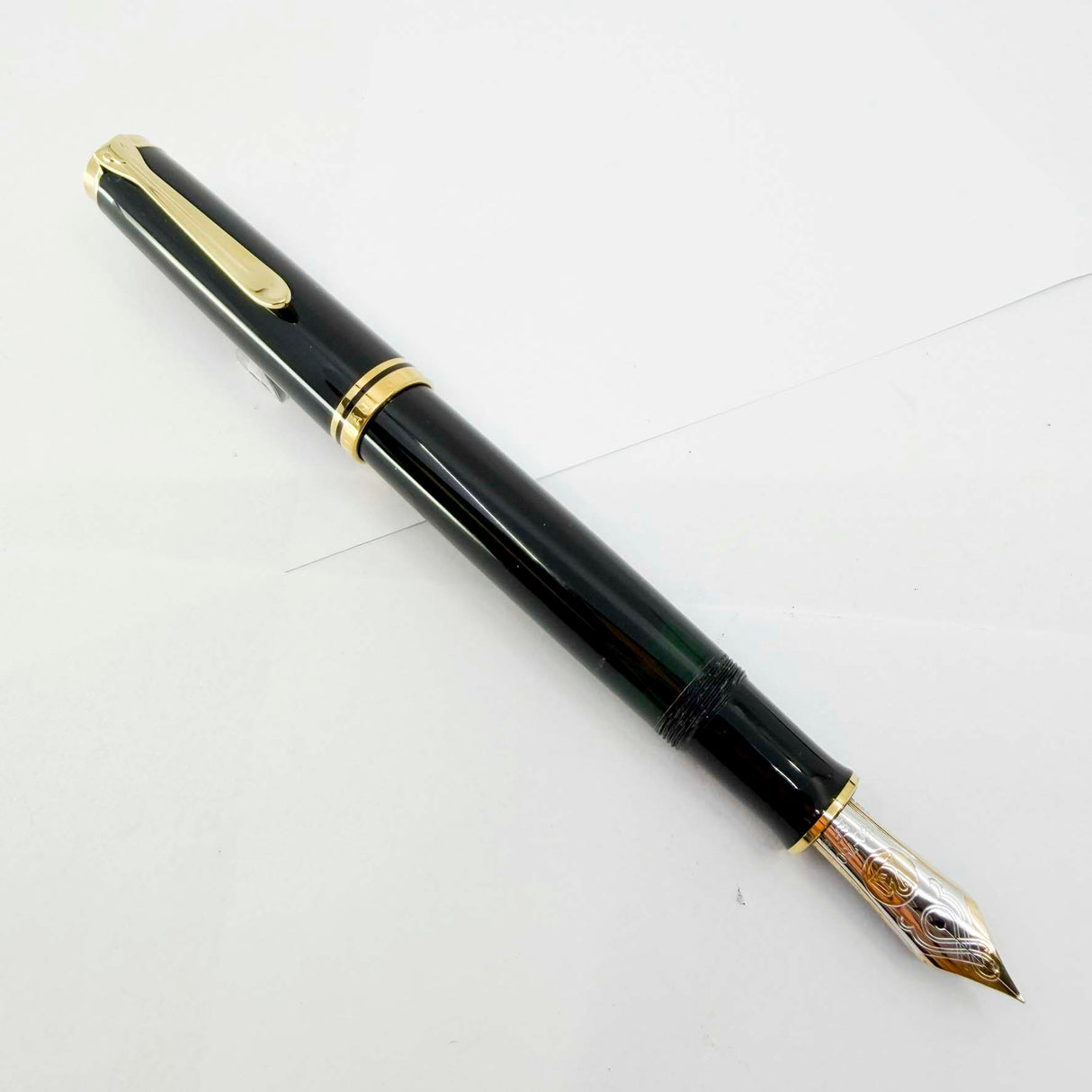 Pelikan Souveran M1000 Black Fountain Pen with Gold-Plated Trim-  Semi-Flexible Extra Fine 18kt Gold Nib