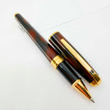 S.T. DuPont Large Orpheo Laque Ecaille Rollerball - Marbled Black & Burnished Burgundy Laque