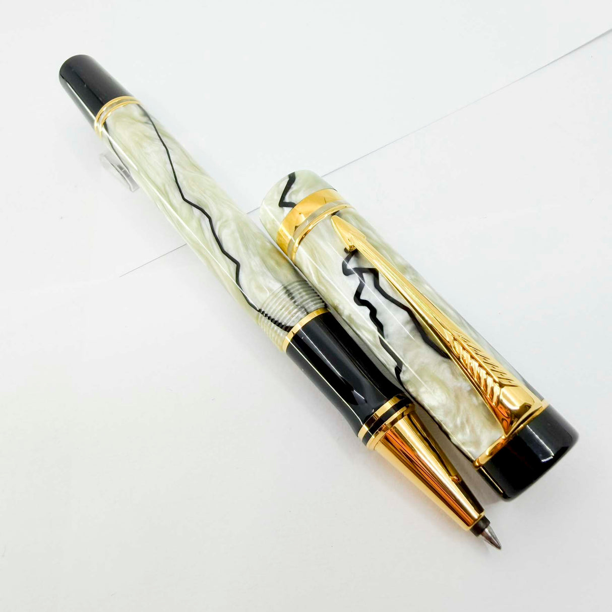 Parker Duofold Lustrous Pearl & Black Rollerball