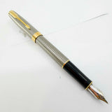 Parker Sonnet Sterling Silver Cisele Cross Hatch Fountain Pen -  Fine 18kt Gold Nib