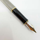 Parker Sonnet Sterling Silver Cisele Cross Hatch Fountain Pen -  Fine 18kt Gold Nib