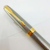 Parker Sonnet Sterling Silver Cisele Cross Hatch Fountain Pen -  Fine 18kt Gold Nib