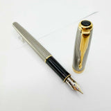 Parker Sonnet Sterling Silver Cisele Cross Hatch Fountain Pen -  Fine 18kt Gold Nib