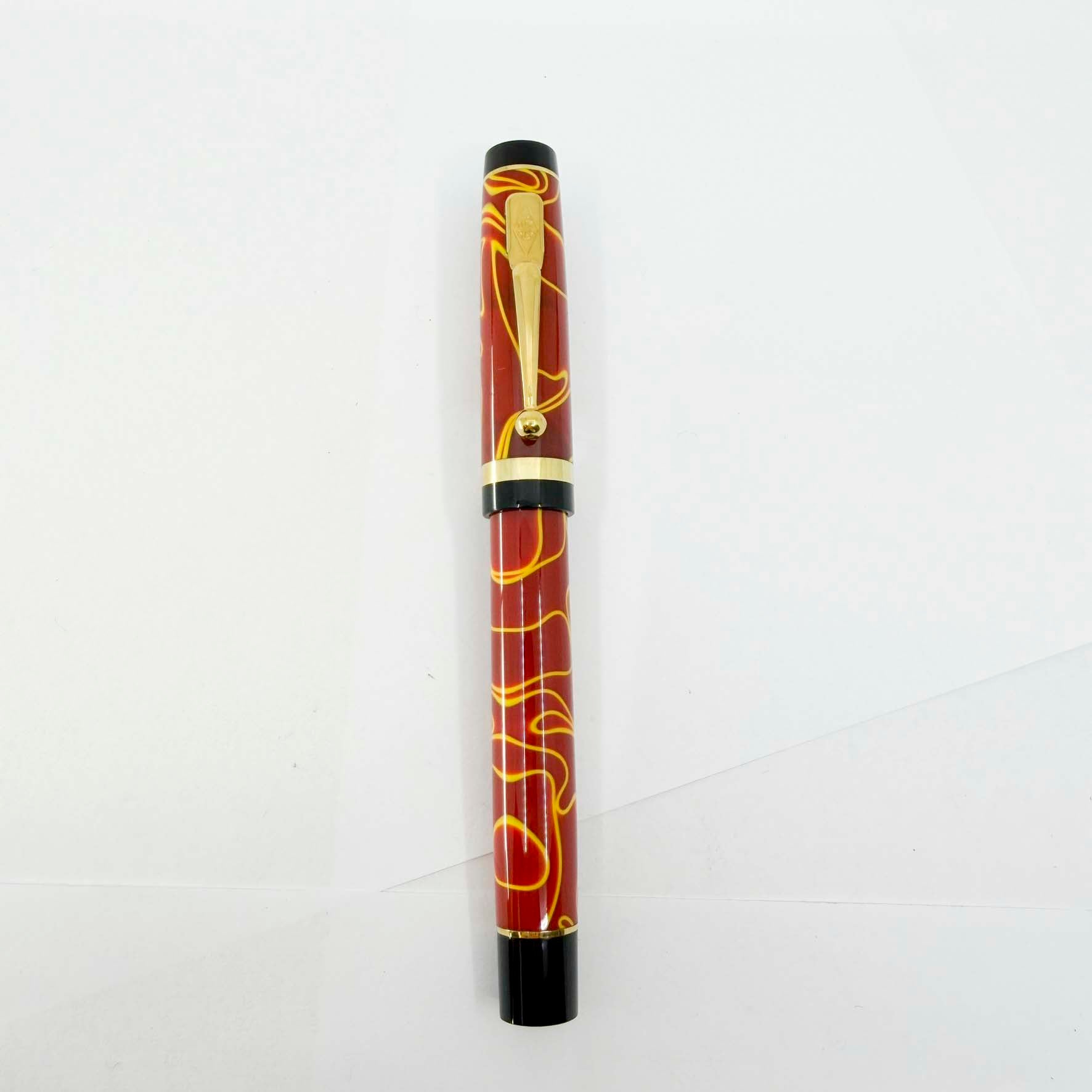 Conway Stewart 万年筆 イエロー ヴィンテージ Conway Stewart Duro Rust & Yellow Swirls Fountain Pen - Fine 18kt