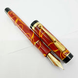 Conway Stewart Duro Rust & Yellow Swirls Fountain Pen - Fine 18kt Gold Nib