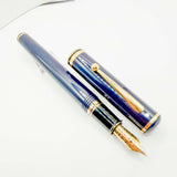 Sheaffer Solid Blue Connaisseur Fountain Pen - Medium 18kt Gold Nib