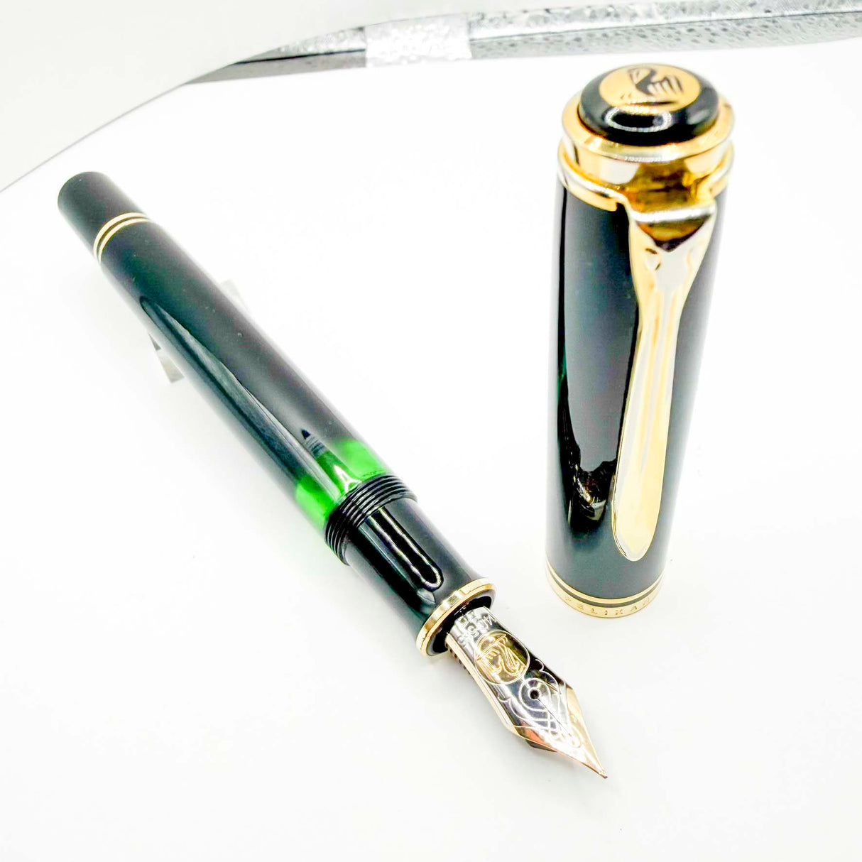 Pelikan  M800 Solid Black Fountain Pen - Early Model "W. Germany" on Cap Band + Extra Fine 14kt  Nib