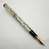 Parker Duofold Centennial (Largest Size) Lustrous  Pearl & Black Fountain Pen  - Medium 18kt Gold Nib