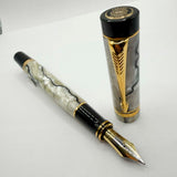 Parker Duofold Centennial (Largest Size) Lustrous  Pearl & Black Fountain Pen  - Medium 18kt Gold Nib