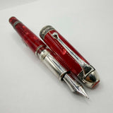 Aurora's 85th Anniversary Red Marble/Sterling Silver Limited Edition Fountain Pen - Broad 18kt Gold Nib