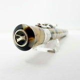 Yard-o-Led Astoria Marbled Cream & Ebony  Ballpoint Pen - Sterling Silver Clip & Trim