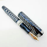 Visconti Ripple Silver Metallic Blue Limited Edition Fountain Pen - Medium 18kt Gold Nib