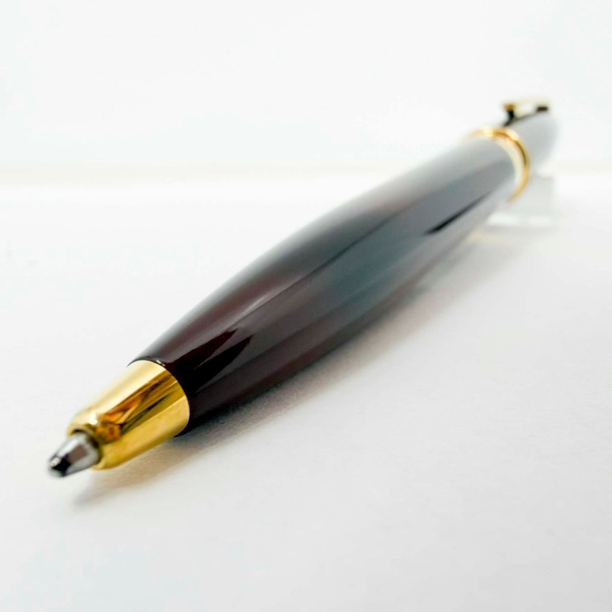 S.T. DuPont  Orpheo Laque Ecaille Ballpoint Pen - Marbled Black & Burnished Burgundy Laque