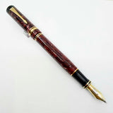 Parker Centennial (Largest Size) Marbled Maroon Duofold Fountain Pen (Circa 1990) - Extra Fine 18kt Gold Nib